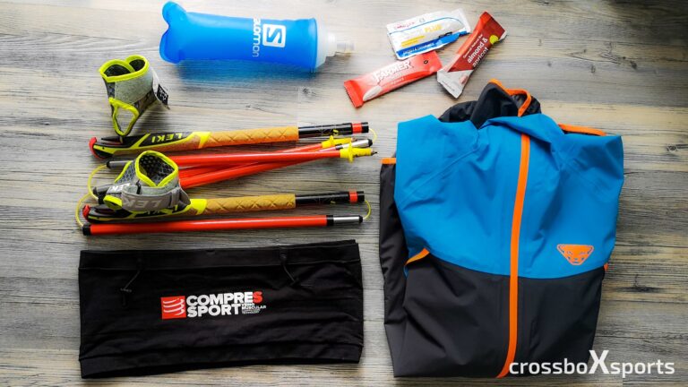 Laufgürtel-Softflask-Trailrunningstöcke-Energieriegel